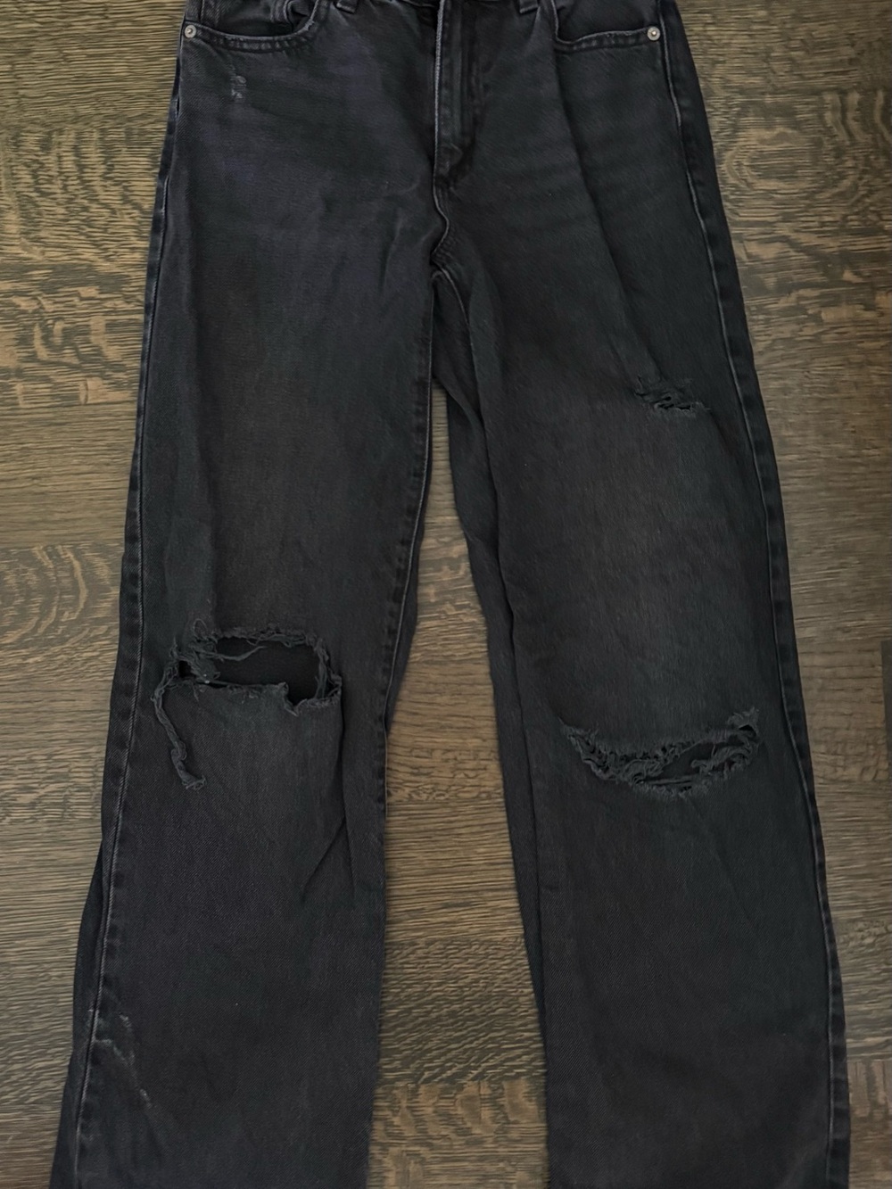 Garage Wide leg ripped black jeans